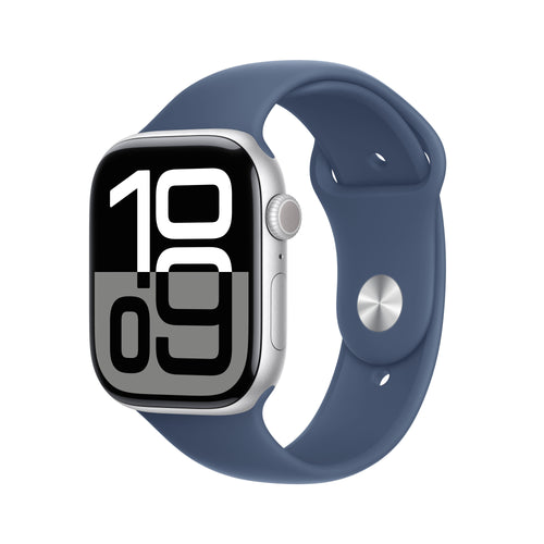 Apple Watch Series 10 GPS + Cellular 46MM Silver Aluminium Case With Denim Sport Band - M/L — image 1