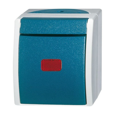 Busch Jaeger Ocean - Wippkontrollschalter Protegido Contra Water Red Kalotte - Ap Lamp Neón* Grey Blue Verdoso — image 1