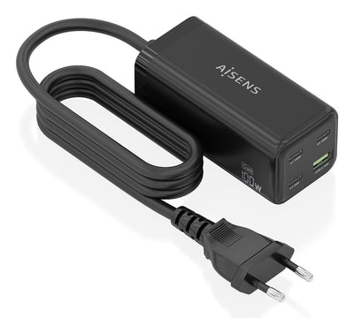 Aisens Charger Desktop GaN 100W, 3x USB-C PD 3.0 QC4.0 QC5.0, 1x USB-A QC3.0, Black — image 1