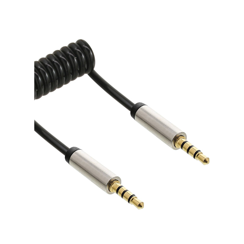 Inline Cable Espiral Audio 3,5MM Male a Male Stereo 4 Pines 1M