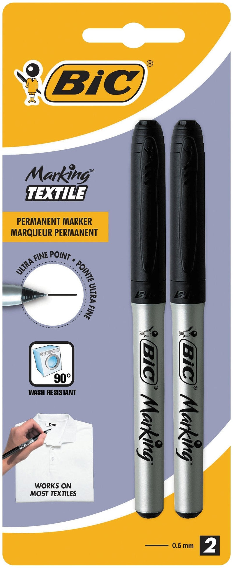 Bic Marking Textile Pack 2 Markers Permanentes Ropa Black
