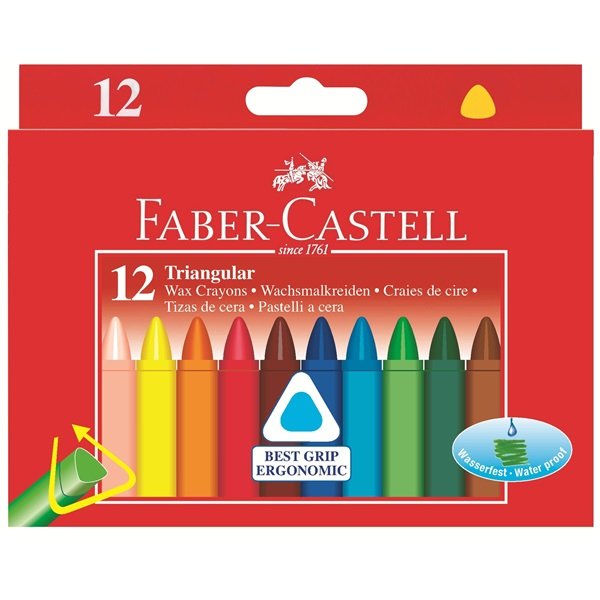 Faber-castell Crayón Cera Jumbo Triangular, Box Of 12, Set 120010