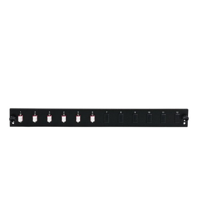 Efb Equipped 12 Port Front Panel With 6 X Lc Duplex Coupling OM4 Vertical, Black