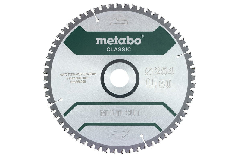 Metabo Multi Cut Classic 628285000 Unidad Sierra Circular 254 X 30 1.8MM Número Teeth 60 1 Ud.