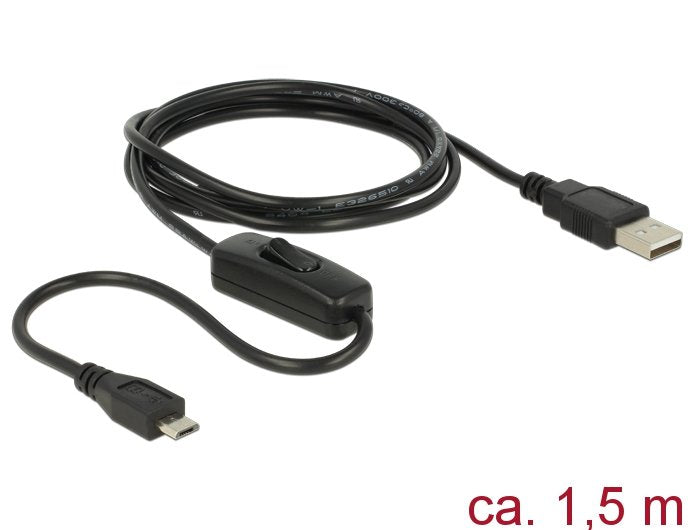 Delock USB Cable 2.0 Tipo-a Male USB 2.0 Micro-b Male With Switch Raspberry Pi 1,5M