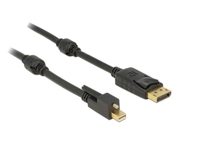 Delock Cable Mini DisplayPort 1.2 Male With Screw DisplayPort Male 4K Black 2M — image 1