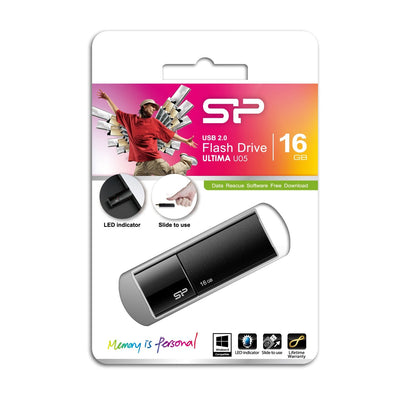 USB Flash Drive Silicone Power 16GB USB 2.0 Cob U05 Black — image 1