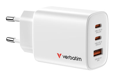 Verbatim Wall Charger GaN Essentials 2x USB Type-c 1x USB 65W — image 1