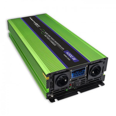 Qoltec 51943 Pure Sine Wave Inverter Monolith Battery Charger UPS 4000W 2000W 12V To 230V LCD — image 1