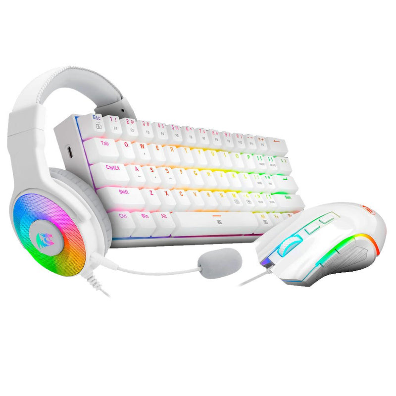 Redragon Combo Teclado + Ratón + Auricular K630RGBW + M607W + H350RGB-1-W Blanco Spanish