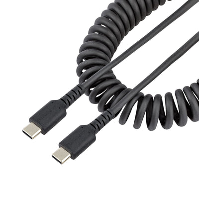USB C Charging Cable - 50CM Cabl (20IN) Coiled Cable Black — image 1