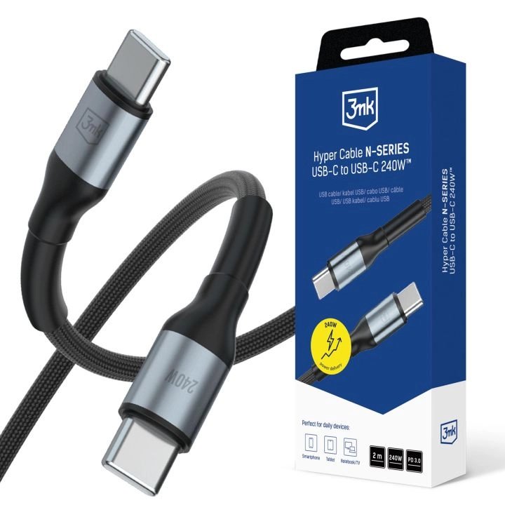3MK Cable Hyper N-series C To C 2M PD 3.0 48V 5A 240W Black