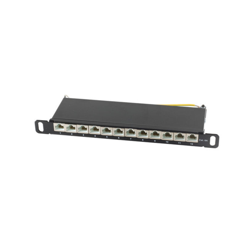 S-impuls 10-RJ45-PATCHPANEL 0,5HE, 12-PORT, CAT.6A STP, Sw