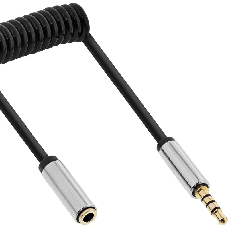 Inline Cable Espiral Slim Audio 3,5MM M/H, 4 Pines, Stereo 1M