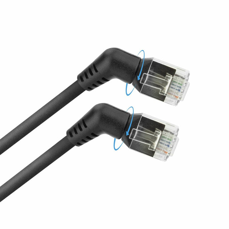 Black 7 Meters U FTP CAT.6A Slimline Patch Cable With Angled 360° Rotatable RJ45 Connectors