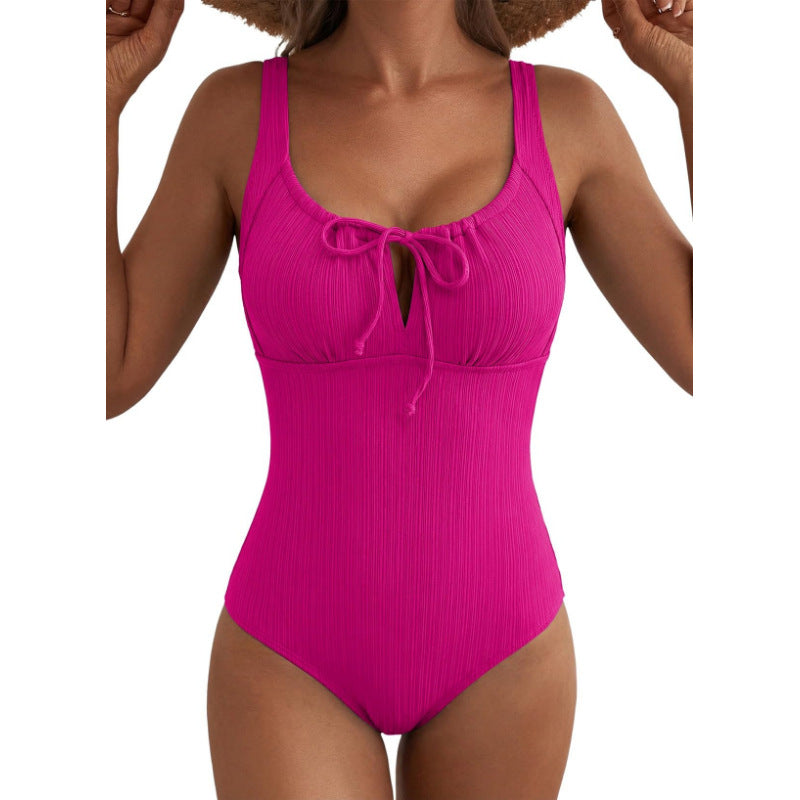 New Womens Textured One-piece Swimsuit With Tummy-control Design