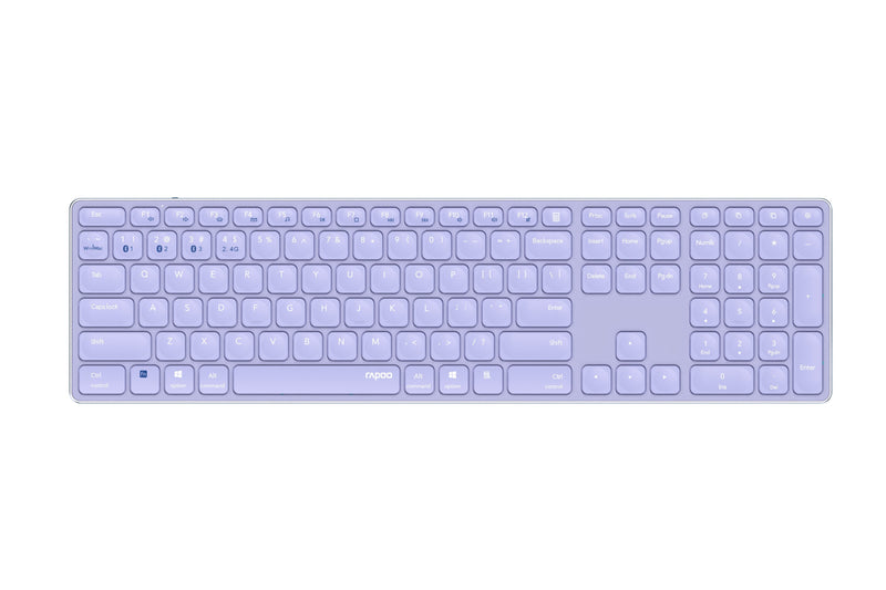 Rapoo Keyboard Wireless And Bluetooth E9800M 2.4GHZ Bt 3.0 5.0 Diseã' Or Ultrafino Battery Lila
