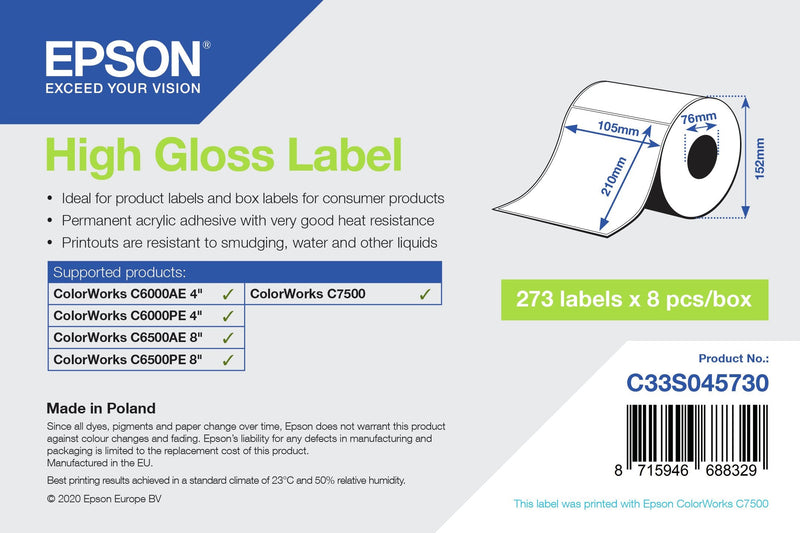 Epson C33S045730 Label Printer White Label Printer Self-adhesive