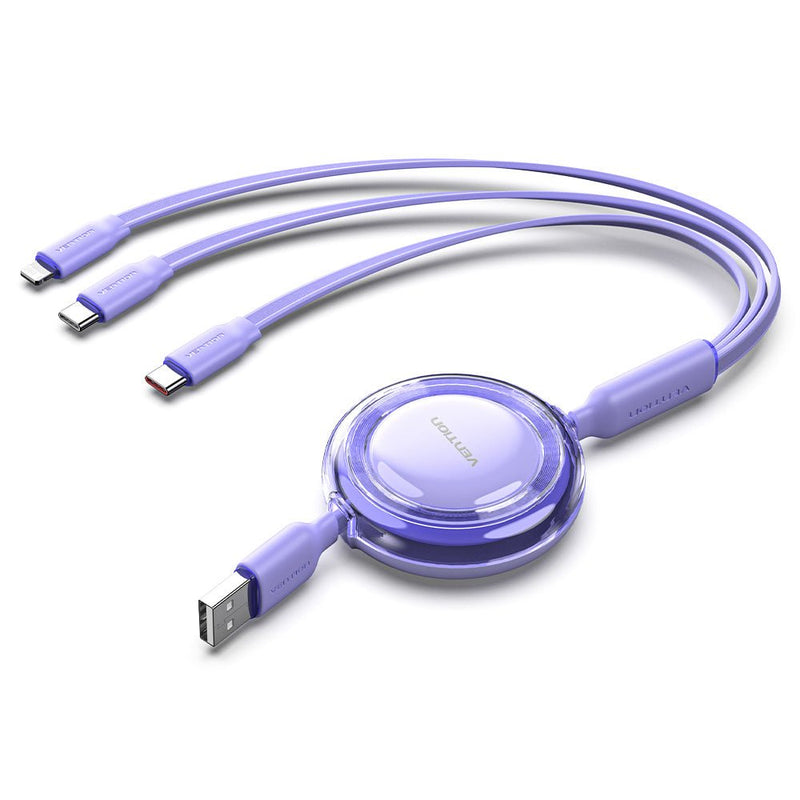 Vention USB Cable Type-c 2.0 5A Trjpbe USB Type-c Male 3x USB Type-c Male Up To 100W 480Mbps 1.1M Pink