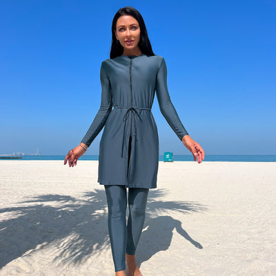 New Muslim Conservative Middle Eastern Solid-color Long-sleeve Pants Set