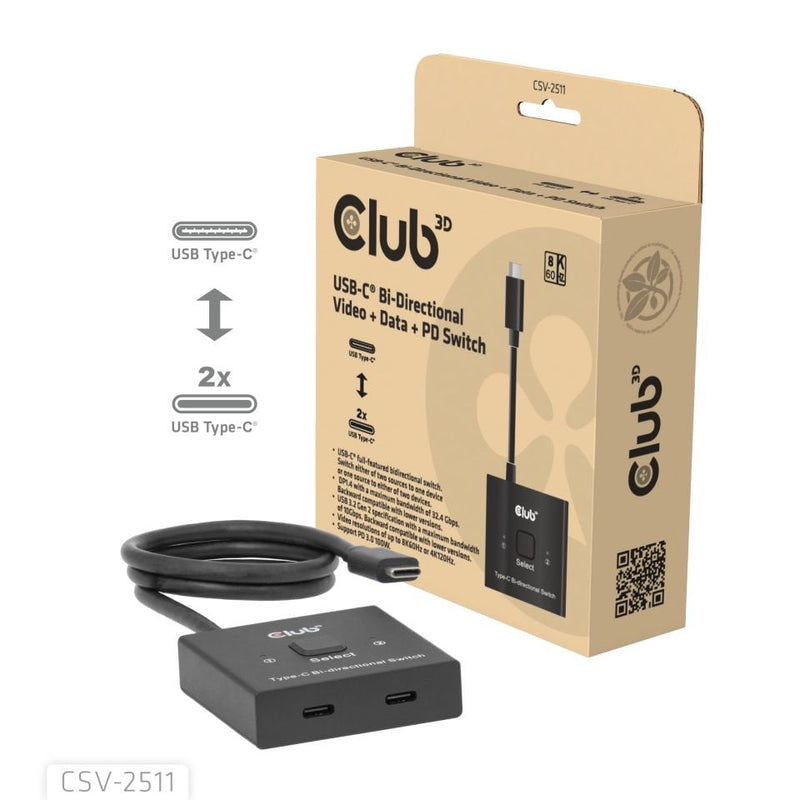 CLUB3D CSV-2511 Divisor Video USB Type-c 2x DisplayPort
