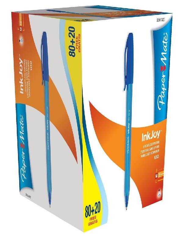 Paper Matte Inkjoy 100 Cap Pen Triangular Blue Box Of 80 + 20
