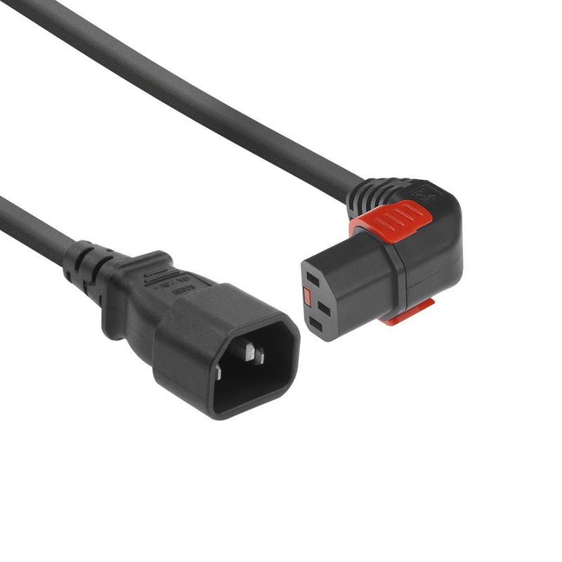 Powercord C14 - C13 IEC Lock (down Angled) Black 2M, PC2048