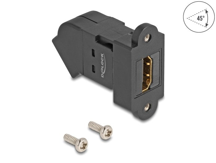 Delock Keystone Módulo HDMI Connector Female Recessed a HDMI Connector Female 45° Angulado 8K 60 HZ Black