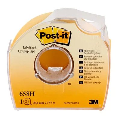 Post-it Tape Adhesiva 658-HD Invisible Roll 25,4MM X 17,7M 6 Lineas C/Dispensador
