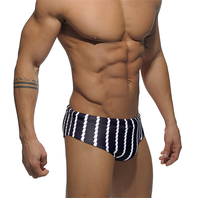 Low Rise Tight Vertical Stripes Beach Training Competition Swimsuit
