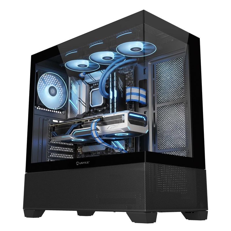 Unykach PC Case Revelat Black Atx, microATX, ITX - Front And Side Glass Tempered - 3.5, 2.5 - USB-A 3.0, USB-C