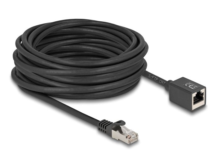 Delock Network Cable Alargador RJ45 Connector Male a RJ45 Connector Female CAT.6A S FTP 10M Black