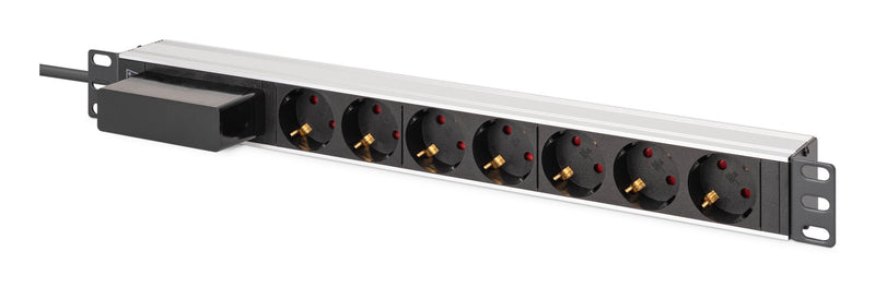 Power Strip Power Pdu Rack 19 With Switch Automatic Type-c 16A, 7 Sockets Schuko Cee 7/3 (45°), Cable 1,8M, En