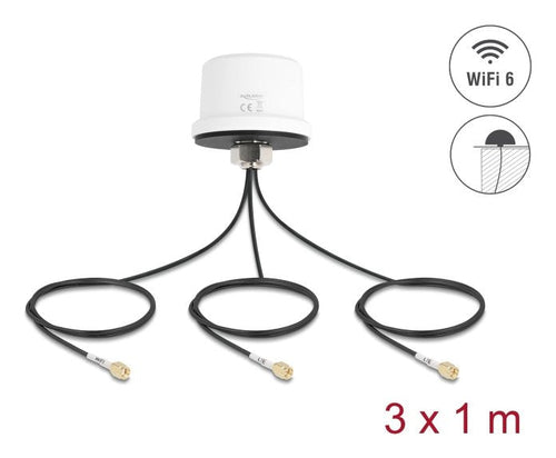 Delock 4G Mimo Dualband Wi-Fi 6 Antenna 2 X Sma + 1 X Rp-sma Connector Male ULA100 1M Assembly Atornillado Out — image 1