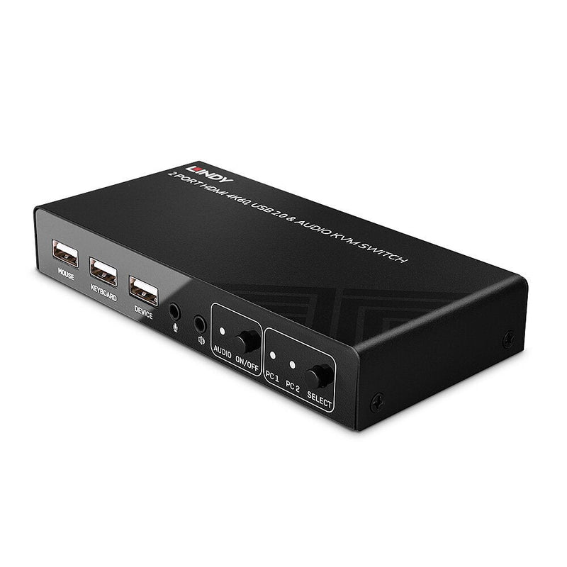 Lindy 2 Port KVM Switch HDMI 4K60, USB 2.0 & Audio