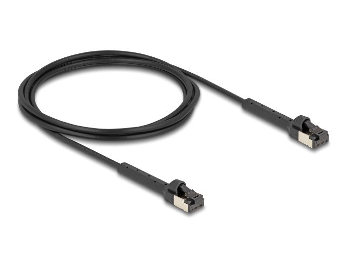 Delock RJ45 Slim Netzwerkcable CAT.8.1 U FTP Winkelbar Bis 40Gbps Black 2M