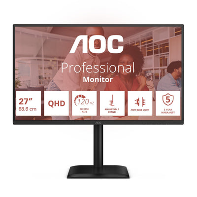 AOC Monitor E4 Q27E4U 27 2560 X 1440 Pixels Quad HD LED Black — image 1
