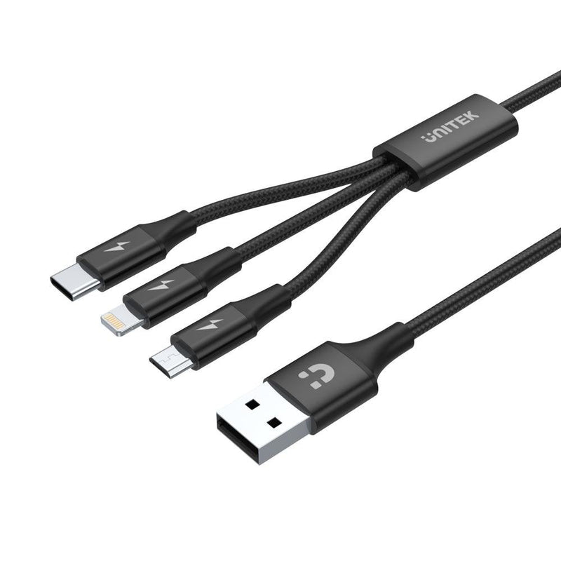Unitek USB Cable 3IN1 Microusb USB-C Ligthining C14049BK