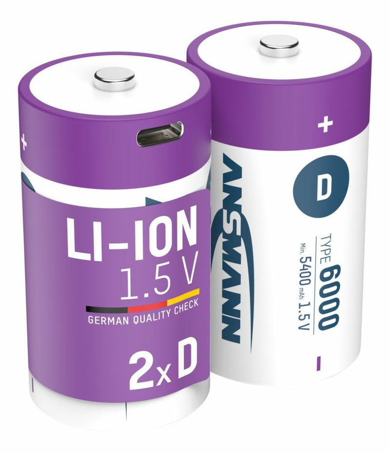 Ansmann 1314-0005 Batteries Recargables Mono D Type 6000 (min. 5400MAH) Pack 2 Pieces