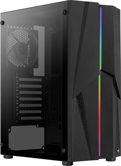 Aerocool PC Case Mecha Black Front With Line RGB Panel Side Glass Tempered Without Power Supply — image 1