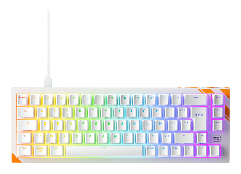 Cherry K5 Pro Tmr Compact, With Cable Usb, Mechanischer Switch, Azerty, Rgb-led, Orange White