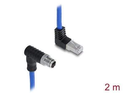 Delock M12 Cable X-kodiert 8 Pin St a RJ45 St 2M Blue — image 1