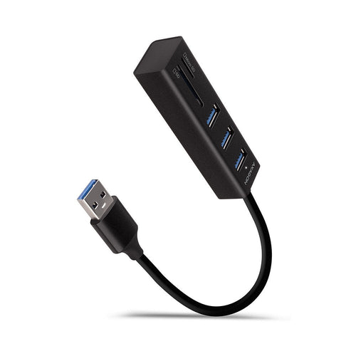 Axagon HMA-CR3A, Concentrador USB 3.2 Gen 1, 3 Ports USB-A + Card Reader SD / microSD, Metal USB Cable -a 20CM — image 1