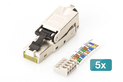 Digitus CAT.6A Connector Campo STP Cover Antipolvo/Protection Contra Torceduras, 5 Pieces Silver DN-93631-5 — image 1