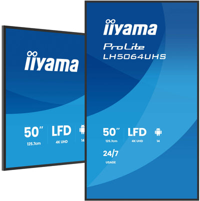 Iiyama LH5064UHS-B1AG Screen Plana Señalización Digital 127CM (50) Wi-Fi 500 Cd / M² 4K Ultra HD Black Android — image 1