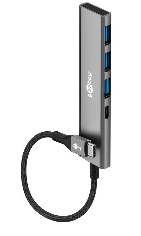 Goobay Hub 76562 Slim 4-PORT USB USB-C Auf Usb-c™ Usb-a, 5 Gbit S, Grey