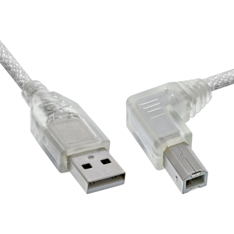 Inline USB 2.0 Cable Acodado Type a Male a B Male Transparent 3M