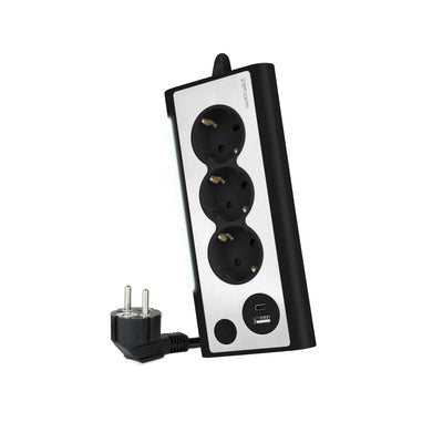Nanocable Power Strip Desktop With 3X Shuckos, 1x USB-C And 1x USB-A - Iluminacion LED With Switch - Cable 1.5 — image 1