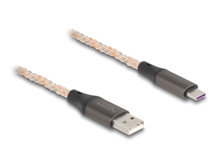 Delock USB 2.0 Cable Typ-a a USB Type-c With RGB Beleuchtung 1M