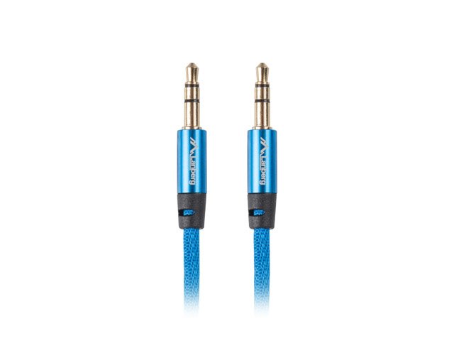 Lanberg Cable Estã‰reo CA-MJMJ-10CU-0020-BL Connectors Jack 3.5MM Male/Male Chapados Oro Cable Tejido Trenzado